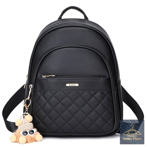 Mini Leather Backpack Purse with Detachable Cartoon Charm, Fashion Daypack main image 5